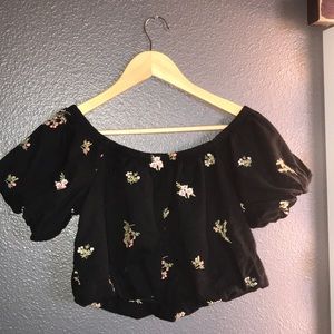 Off The Shoulder Black Crop Top